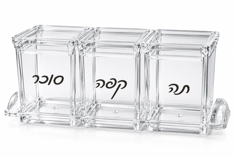 סט תה קפה סוכר אקריל כולל מגש