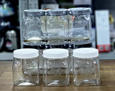 צנצנת פלאסט מרובעת 860 מ"ל מארז 3 יח