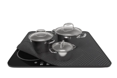 כיסוי מגן לכיריים אינדוקציה שחור משולב אפור 91.5*54 ס"מ