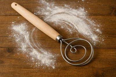 כף לערבוב בצק ידית עץ 33 ס"מ