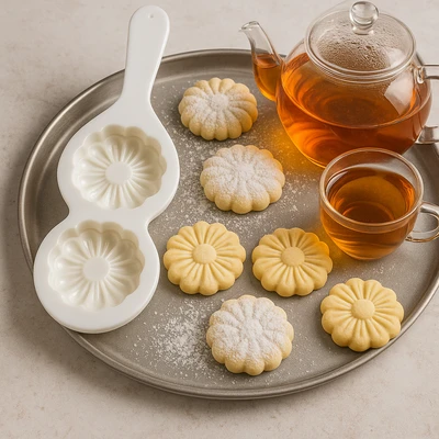 שבלונה מעמול/מקרוד יציקה פרח עם שקע קלאסי 5 ס"מ