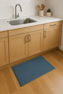 שטיח צמר טורקיז אמבט/חדר נגד החלקה