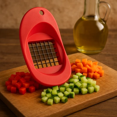 פורס קוביות איכותי מחוזק להב נירוסטה מומלץ לציפס אבל גם לשאר הירקות