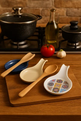 כף הנחה חרסינה מהממת 22 ס"מ לבנה "שיבוצים"