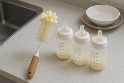 מברשת הייטק לניקוי בקבוקים ידית עץ