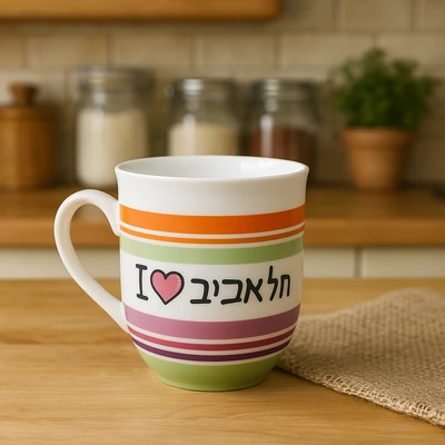 כוס חרס מזכרת מתל אביב כולל מתכון