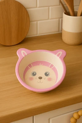 צלחת במבוק לקטנטנים "תולי" ורוד