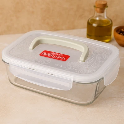 קופסה מלבנית זכוכית עם ידית בנפח 2.9 ליטר דגם BOROSEAL חברת לוקלוק LOCK&LOCK