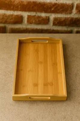 מגש עץ במבוק מהמם ואיכותי 35 ס"מ כולל ידיות