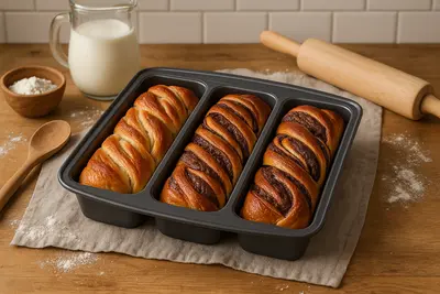 תבנית מלבנית מחולקת טריו ללחמים/עוגות שמרים ובחושות