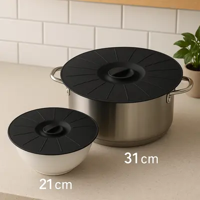 זוג מכסים סיליקון אוניברסלי חסין חום מידה 21 ו 31 ס"מ