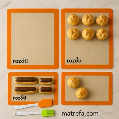 משטח סיליקון/סט סילפט 4 יח ROZOTTI+מברשת ולקקן