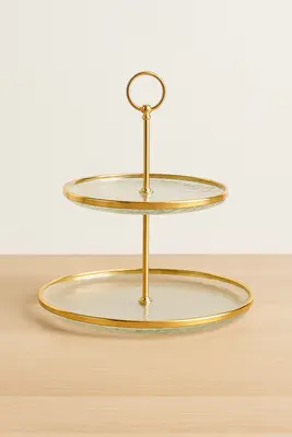 מעמד מעוצב מהמם זכוכית שתי קומות 20 ו28 ס"מ