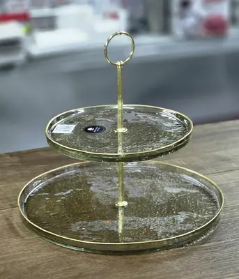 מעמד מעוצב מהמם זכוכית שתי קומות 20 ו28 ס"מ