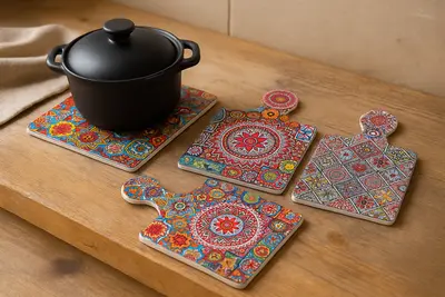 תחתית מעוצבת קרמיקה לסירים חמים גם לתליה על קיר תחתית שעם 17*17