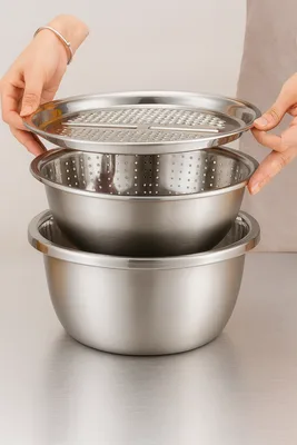 פומפיה / מגרדת סט 3 חלקים 26 ס"מ כולל מסננת