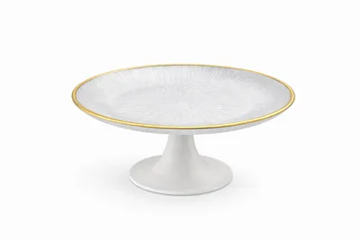 צלחת/מעמד מעוצב על רגל 28 ס"מ לעוגות וקינוחים "שנהב"