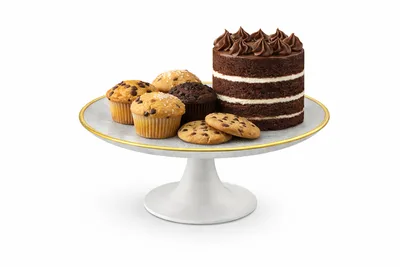 צלחת/מעמד מעוצב על רגל 28 ס"מ לעוגות וקינוחים "שנהב"