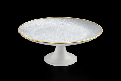 צלחת/מעמד מעוצב על רגל 28 ס"מ לעוגות וקינוחים "שנהב"