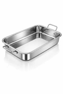 תבנית מלבנית פרימיום XL 42*31 ס"מ איכותית נירוסטה כולל ידיות