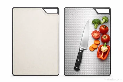 קרש/משטח חיתוך דו כיווני נירוסטה ופלסטיק 35*25*2 ס"מ