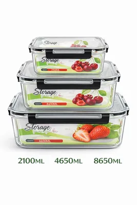 סט קופסאות מלבניות אקריל מידות גודולות ארוז 3 יח