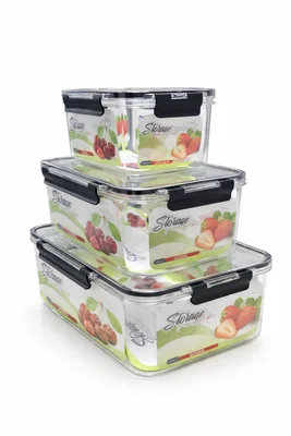 סט קופסאות מלבניות אקריל מידות גודולות ארוז 3 יח