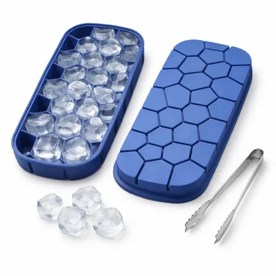 מגש/תבנית סיליקון לקרח דגם כוורת 22 שקעים כולל מלקחיים מיני מנרוסטה