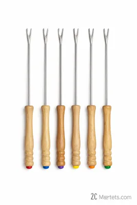 מקלות פונדו מארז 6 יח ידית עץ 25 ס"מ