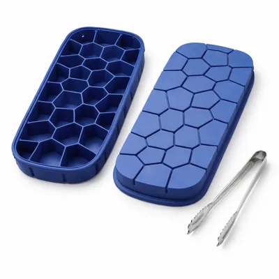 מגש/תבנית סיליקון לקרח דגם כוורת 22 שקעים כולל מלקחיים מיני מנרוסטה