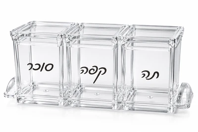 סט תה קפה סוכר אקריל כולל מגש