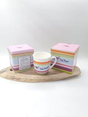 כוס חרס מזכרת מתל אביב כולל מתכון