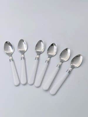 6 כפיות ידית לבנה פלסטית