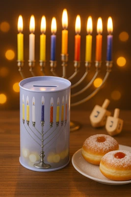 קופת צדקה דגם חנוכה שמח
