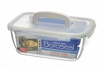 קופסה מלבנית זכוכית עם ידית בנפח 2.9 ליטר דגם BOROSEAL חברת לוקלוק LOCK&LOCK