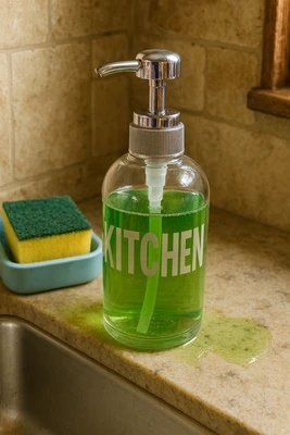 דיספנסר אקרילי KITCHEN עגול ראש כסף