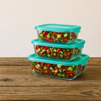 סט זכוכית "פלאק" מלבני מארז 3 1040*640*370 מ"ל