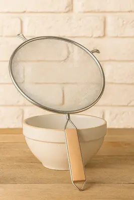 מסננת רשת ידית עץ מידה 19 ס"מ