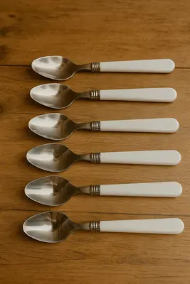 6 כפיות ידית לבנה פלסטית