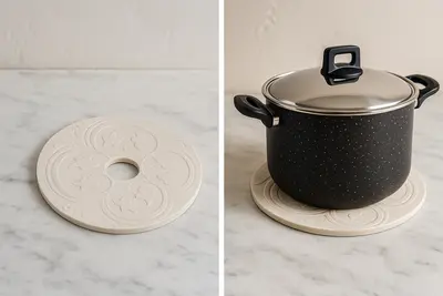 תחתית מלמין לסיר חם מעוצבות צבע קרם