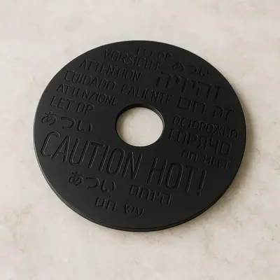 תחתית סיר חם שחור מכתוב 20 ס"מ