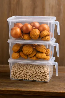 קופסה/ארגונית מקרר עם מכסה כולל ידית 27*15*12