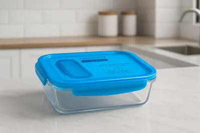 קופסה זכוכית חסינת חום 1.5 ליטר לחימום במיקרוגל