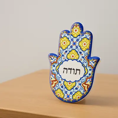 חמסיקה/חמסה מעוצבת מהממת M "תודה" גם לתליה 14 ס"מ
