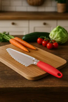 סכין חסה/ילדים נון סטיק עם ידית סיליקון אדום