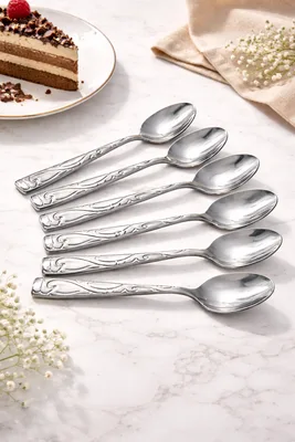 6 כפיות "מעוטרות" אל חלד איכותיות