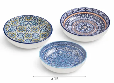 צלחות חרסינה "אוטנטיק" טקסטורה 15 ס"מ לסלטים/ פיצוחים