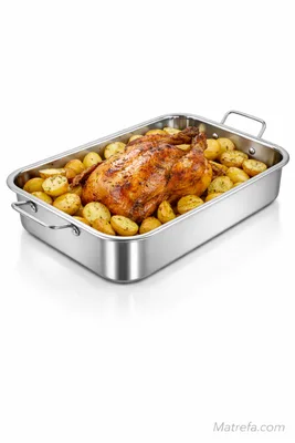 תבנית מלבנית פרימיום XL 42*31 ס"מ איכותית נירוסטה כולל ידיות