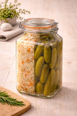 צנצנת חמוצים זכוכית 3 ליטר "רני" 25 ס"מ