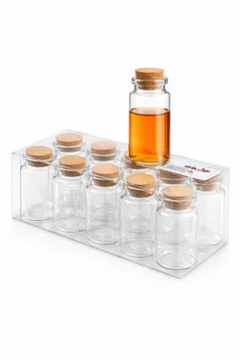 בקבוק/בקבוקון מיני זכוכית 20 מ"ל מכסה שעם מארז 10 יח